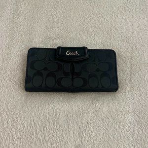 Coach Continental Black Signature Logo Long Wallet